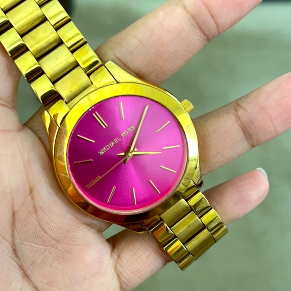 Gold, Micheal Kors watch with a hot pink face! - Picture 3 of 3